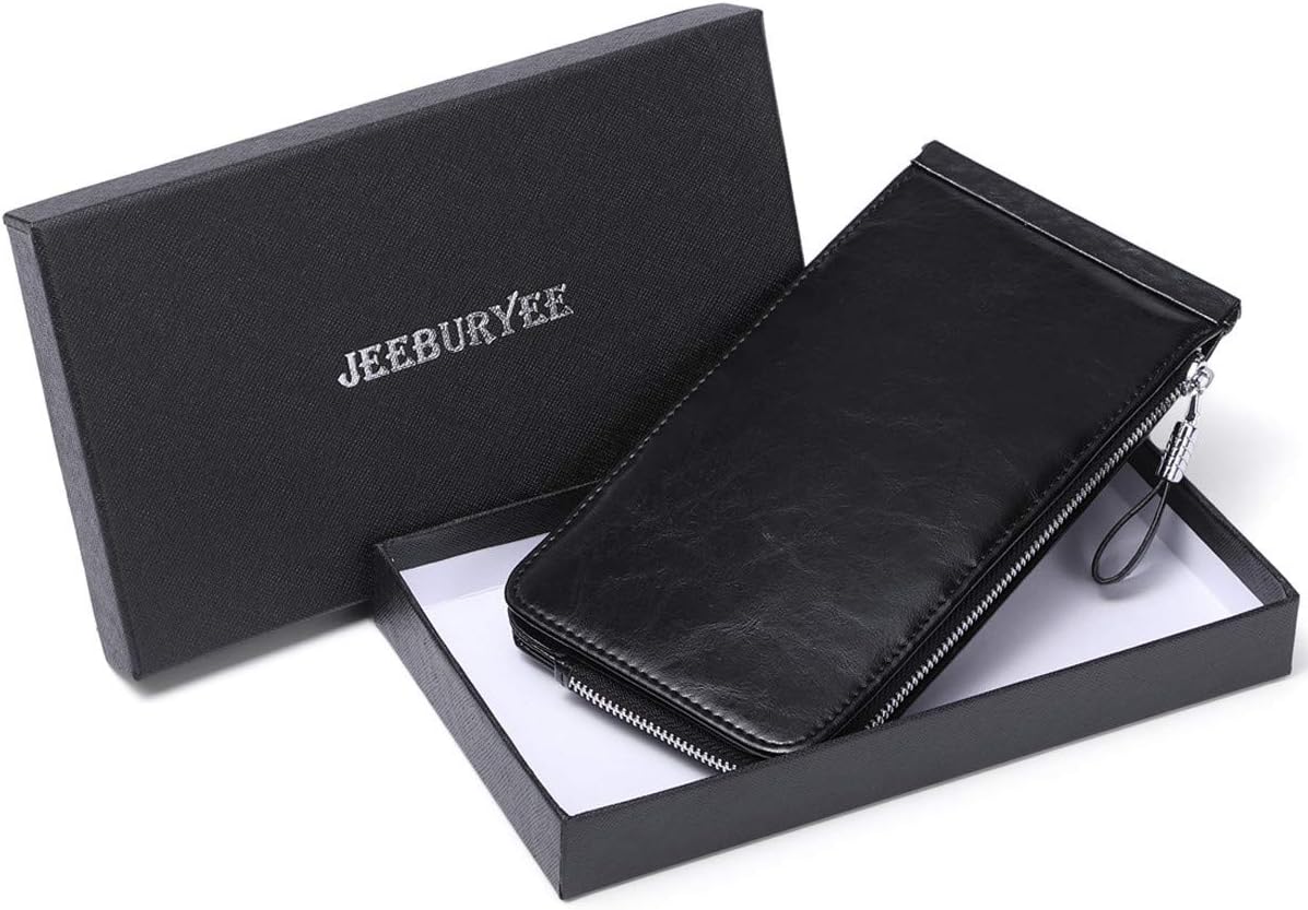 Women's Genuine Leather Credit Card Holder RFID Long Zipper Purse Wallet - Image 7