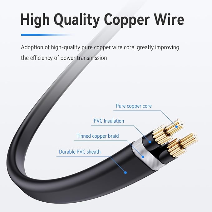 10FT AC Power Cord for Vizio D/E/M Series TV & Soundbar, Replacement 2 Prong Polarized Cable