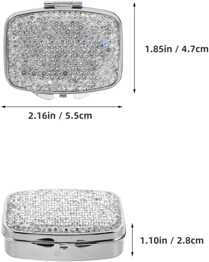 Mipcase Portable Mini Pill Organizer with Rhinestone Design Compact Travel Medicine Case with Multiple Compartments for Daily Pills and Supplements image 4