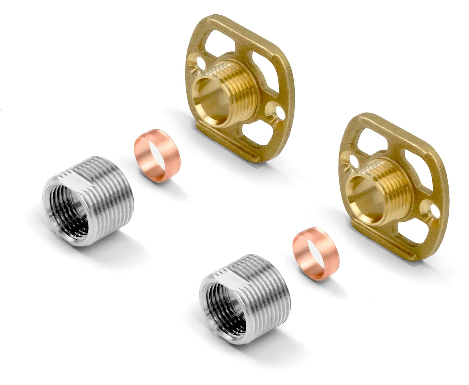 Brass Shower Fixing Kit Backplates (Pair) with 3/4 Connections - Wall Mounted