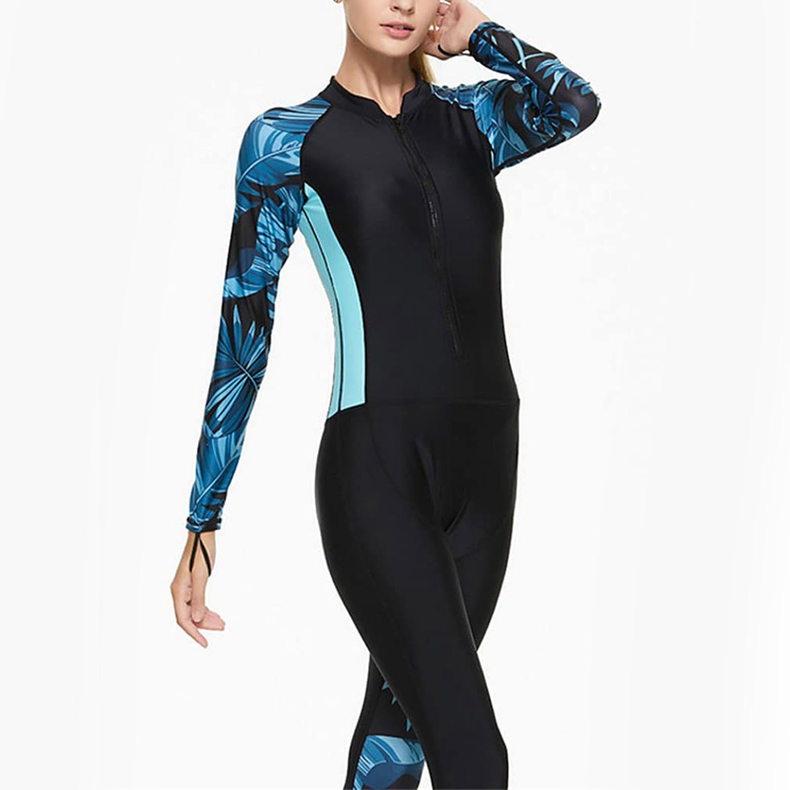 Generisch Damen-Ganzkörper-Neoprenanzug Badebekleidung passender Tauchanzug Surfanzug zum Schnorcheln Tauchen langärmliger -Schutzanzug für Wassersport Aktivitäten