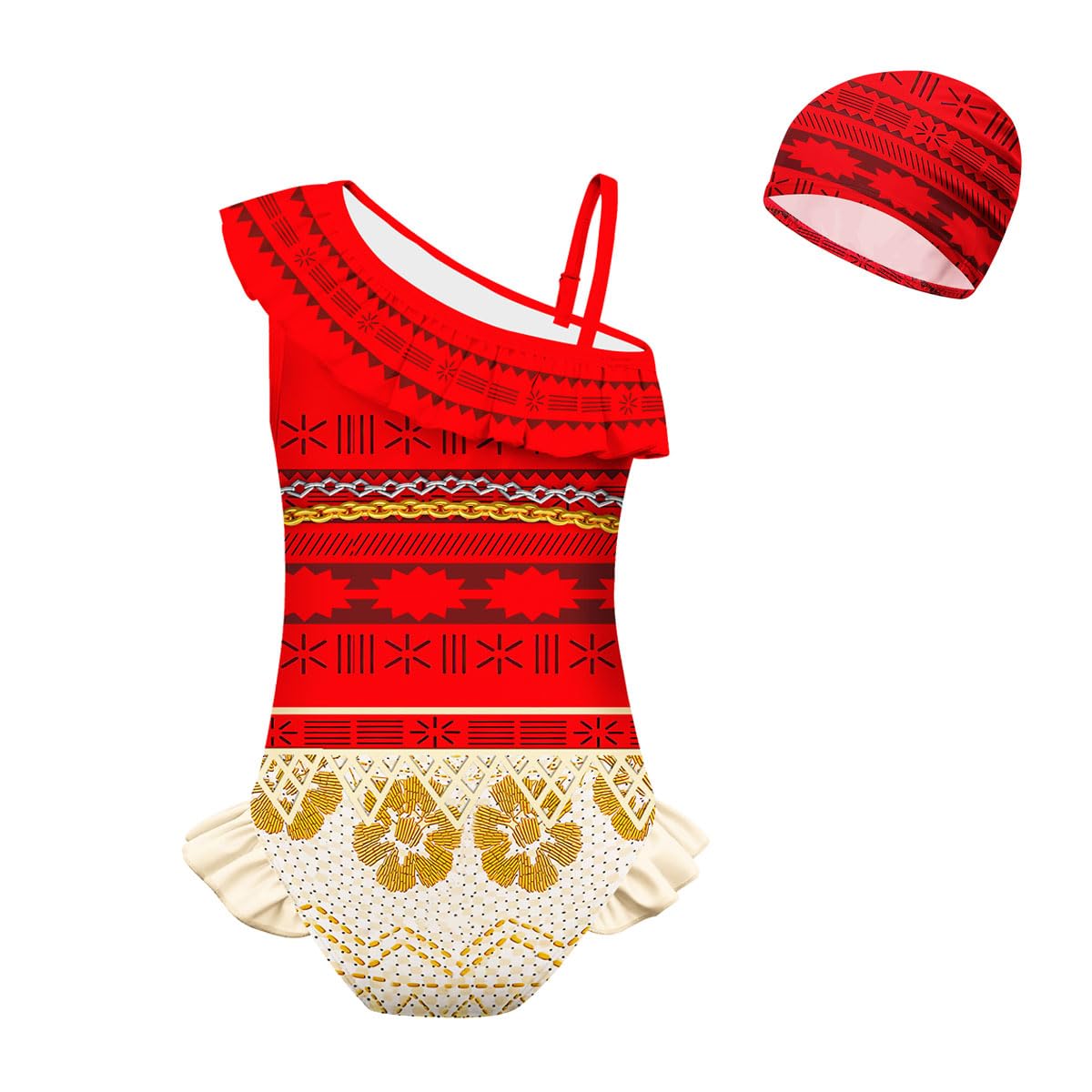 Big Eyes Fish Girls Princess Swimsuit 7-8y Kids Bathing Suit Adventure Outfit Swimwear 7t Two Piece Swim Wear with Swim Cap