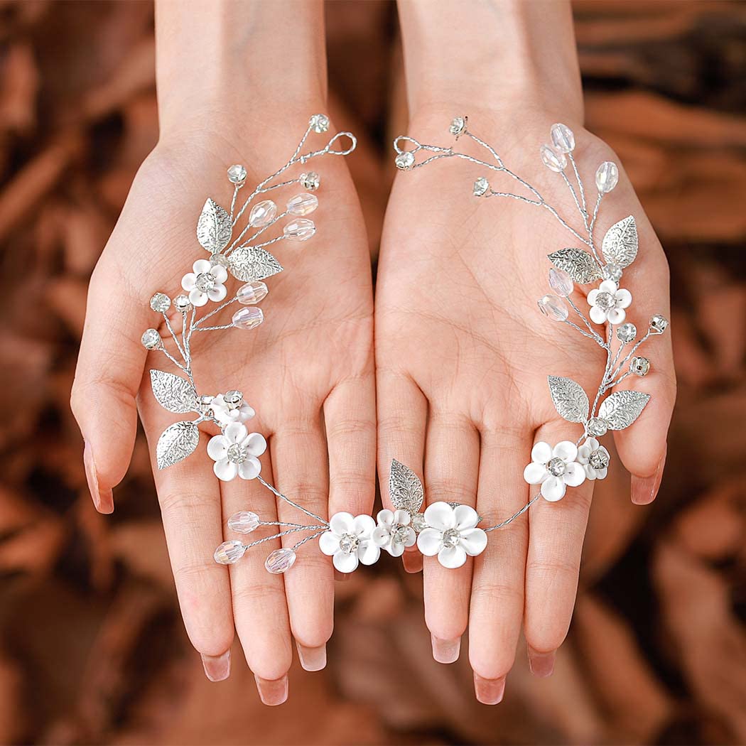 Vite Per Capelli Da Sposa In Argento Con Cristalli - Accessorio Matrimonio Elegante
