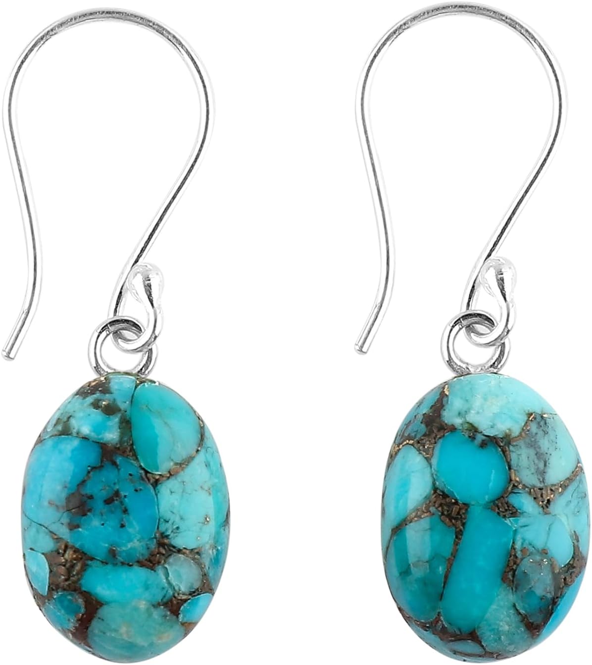 925 Sterling Silver Dainty Earrings, Natural Gemstones Wicca & Reiki Healing Crystals, Polished Stones, Handmade Boho Lightweight Jewelry, Birthday Christmas Gift for Women