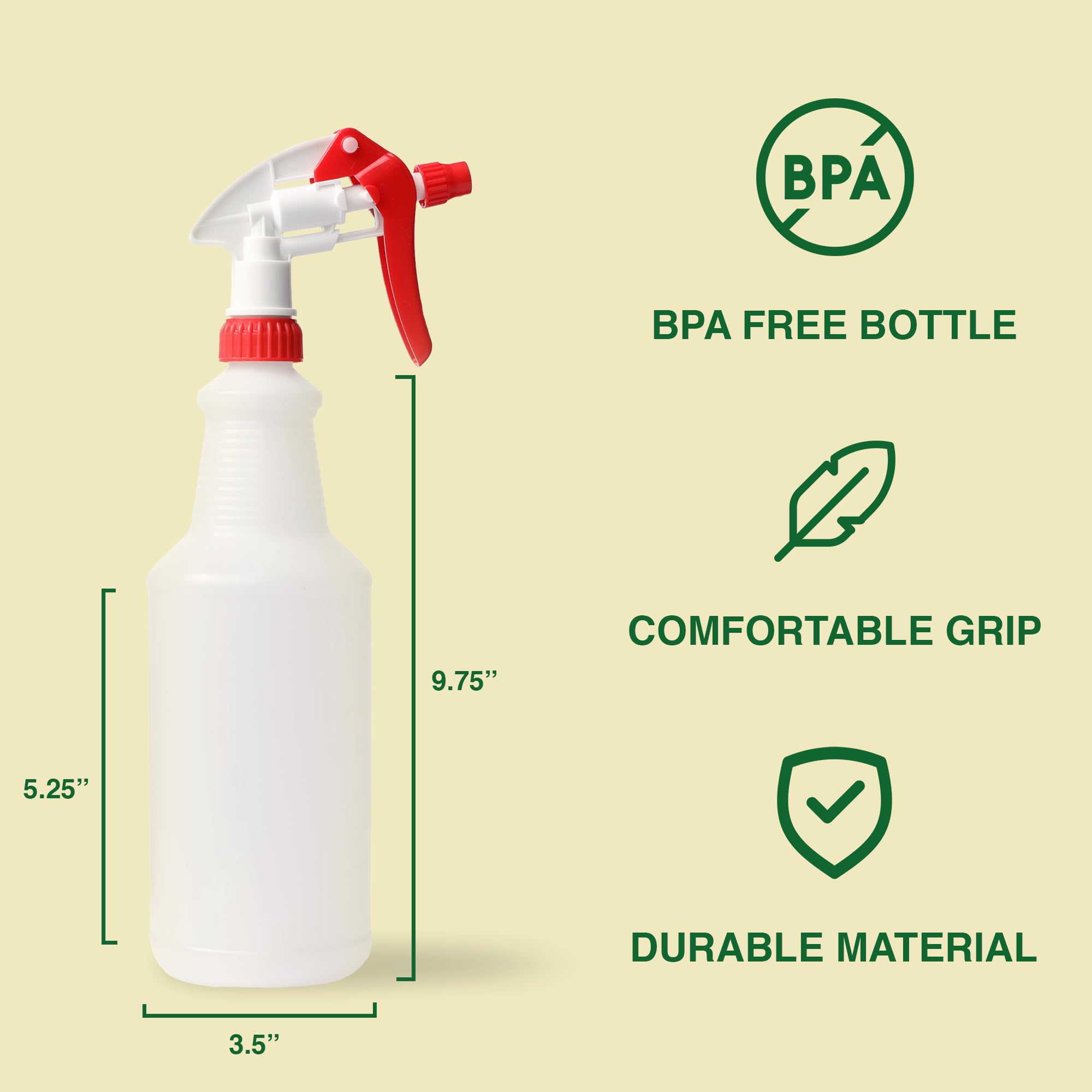 Heluva Green, 907 ml, 2-pak butelek z rozpylaczem z wymienną dyszą spustową do roztworów czyszczących - wytrzymały, profesjonalny plastikowy rozpylacz, idealny do użytku domowego i komercyjnego