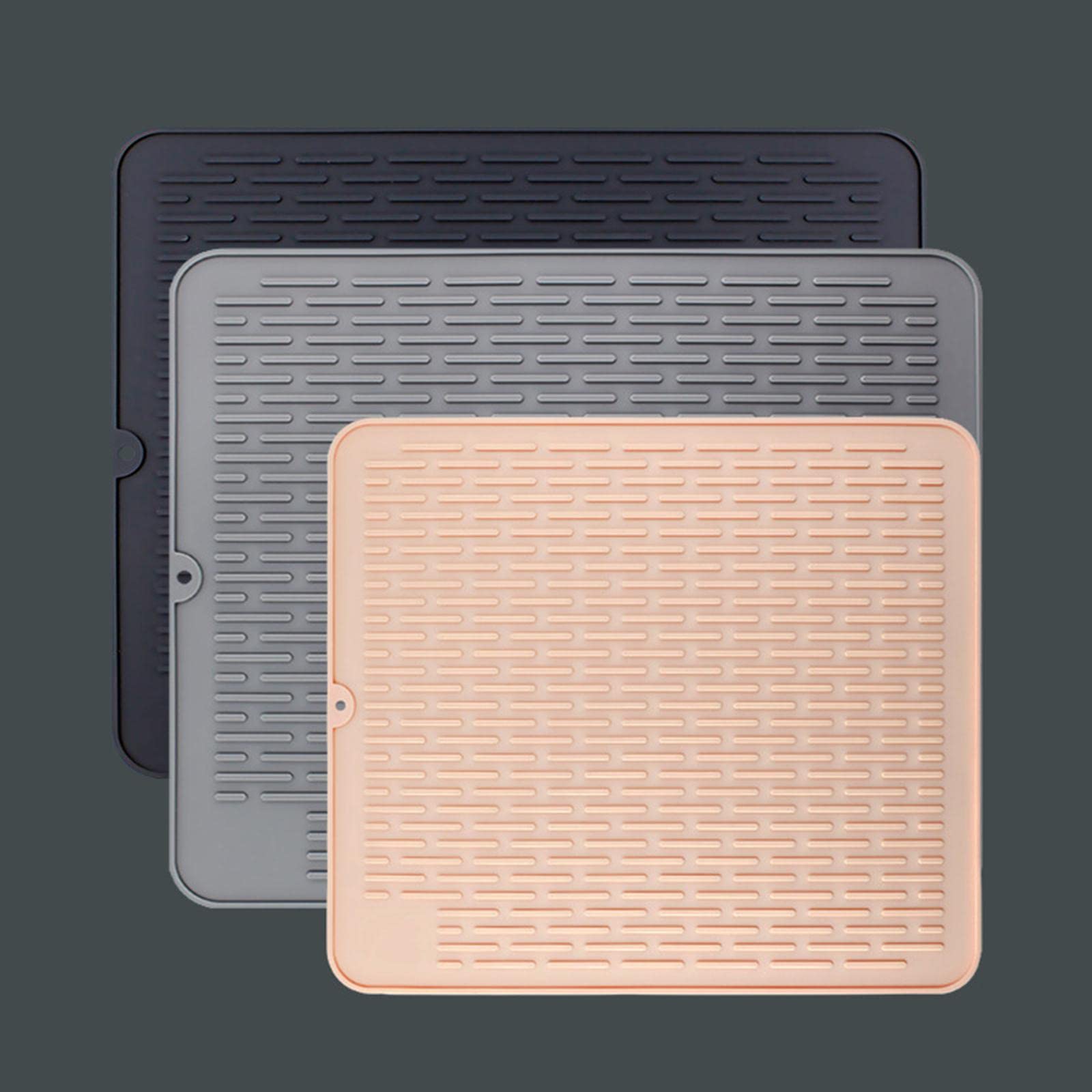 Hitzebeständige Silikon Abtropfmatte 45 x 40 cm 2er Set rutschfest Weiß Küchenspüle Matte für Geschirr Leicht zu reinigen Flexibel Antibakteriell