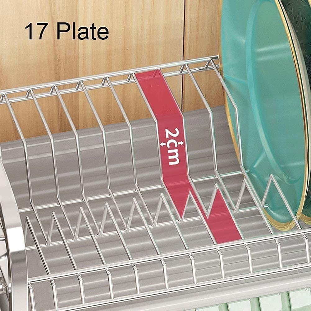 Ociekacz Naczyń 2-poziomowy Ociekacz Do Naczyń Ze Stali Nierdzewnej Z Wyjmowanymi Plastikowymi Tacami Uchwyt Na Sztućce Kuchenne Organizer Organizacja Kuchni