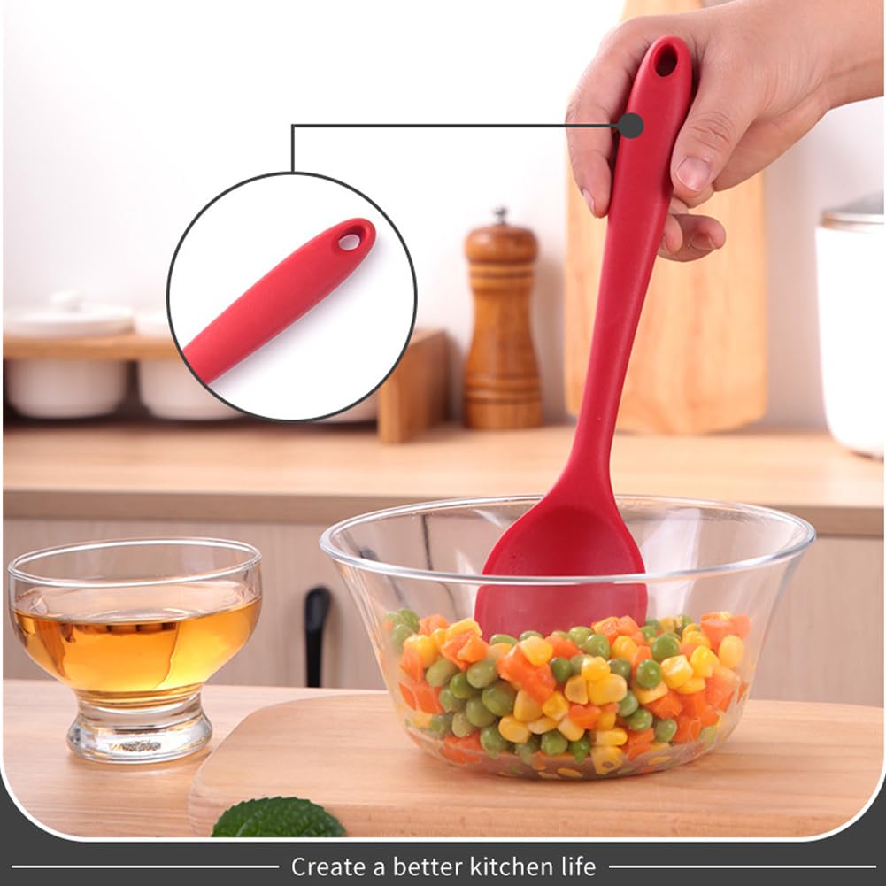 tiokin 4 Pieces Small Multicolored Silicone Spoons Nonstick Kitchen Spoon Silicone Serving Spoon Stirring Spoon for Kitchen Cooking Baking Stirring Mixing Tools (Multi-Colour) - Image 2