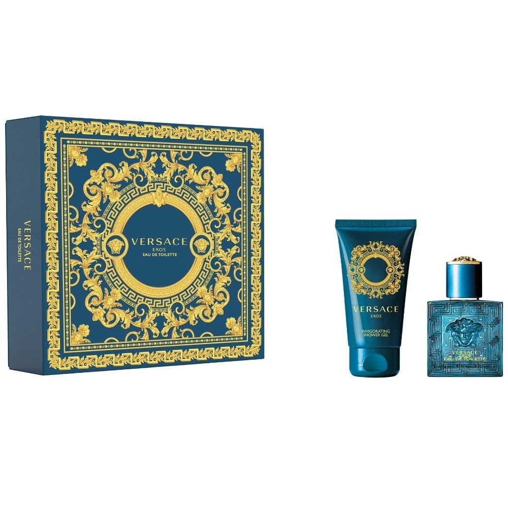 VERSACE Eros Homme EDT Set 30 Ml + Shower Gel 50 Ml per uomo, per un profumo elegante e duraturo, 30 ml + 50 ml