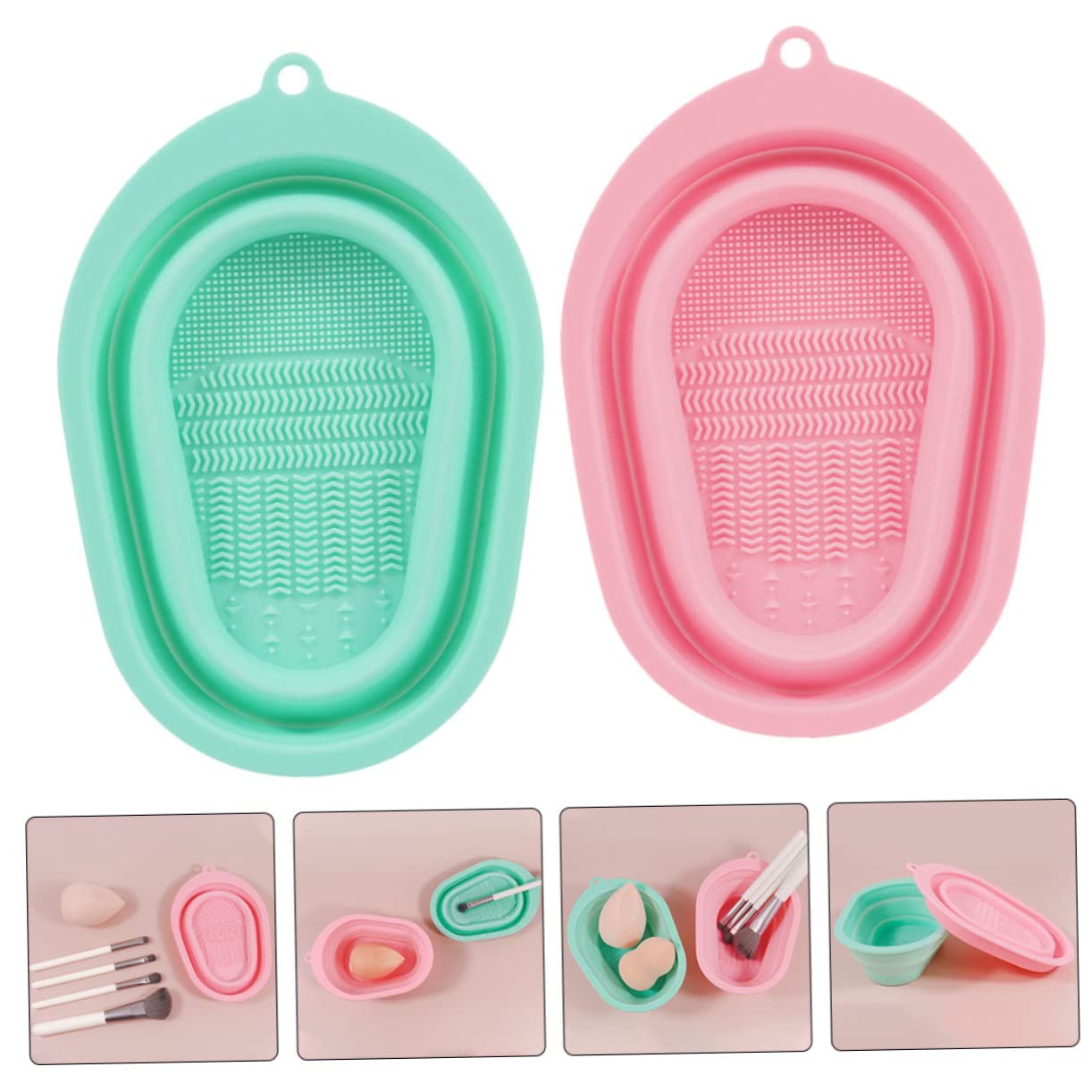 Beavorty 3 Set Di Cuscinetti Per La Pulizia Dei Pennelli Da Trucco in Silicone Dettagli Per Pennelli Da Trucco Facili Da Pulire Design Elegante 2 Pezzi * 3