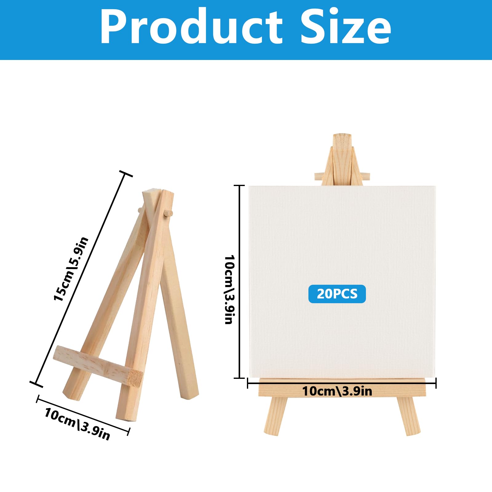 Set 20 mini tele vergini pittura 10x10 cm tela unita acquerello acrilico cavalletto