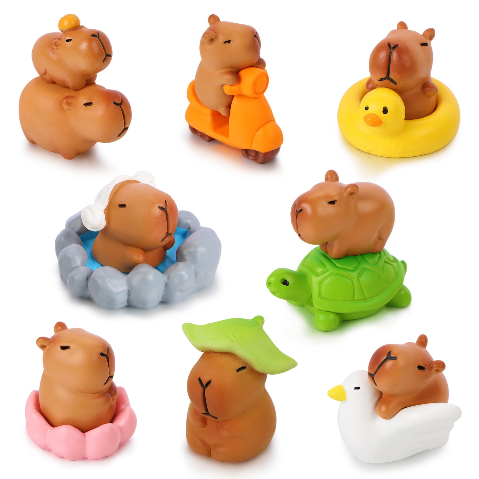 HOMICO Mini Capybara Figurines 13 Pieces Tiny Capybara - dollhouse accessories | Mubboo