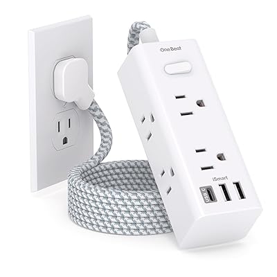 Power Strip Surge Protector - One Beat 6 Widely Outlets with 4 USB Ports (2 USB C), 5 Ft Extension Cord Flat Plug, Wall Mount Outlet Extender Small Power Strip for Travel Home Office College Dorm Room
