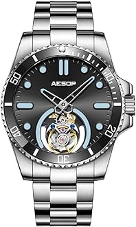 Tourbillon Men Watch Unidirectional Rotating Bezel Mechanical Hand Wind Wristwatches Analog Luminous Sapphire Stainless Business Luxury Watch for Men 7060