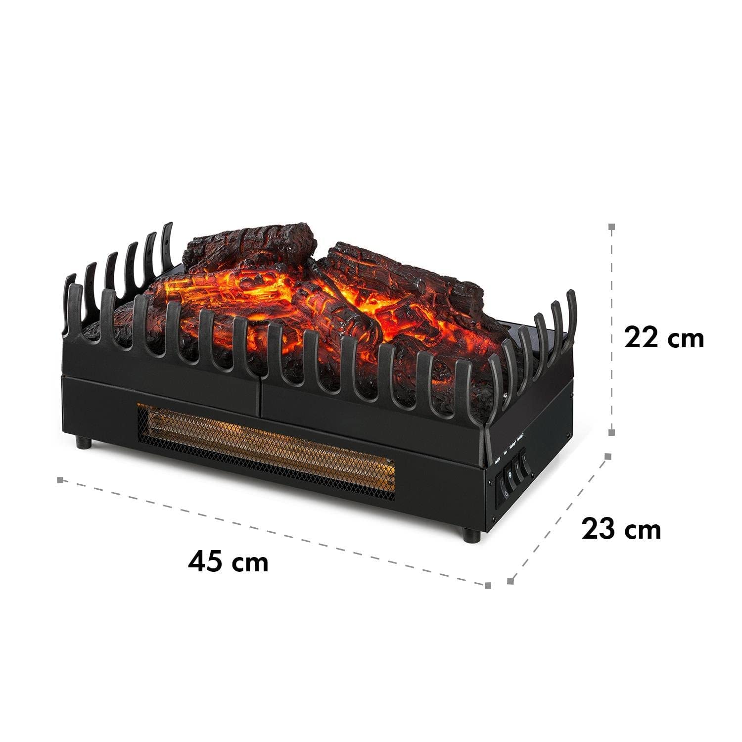 Kominek elektryczny KLARSTEIN Kamini FX - wkład kominkowy, 1000/2000W, 2W LED, bez sadzy, łatwe czyszczenie, funkcja grzania, iluzja płomienia, romantyczna atmosfera, czarny