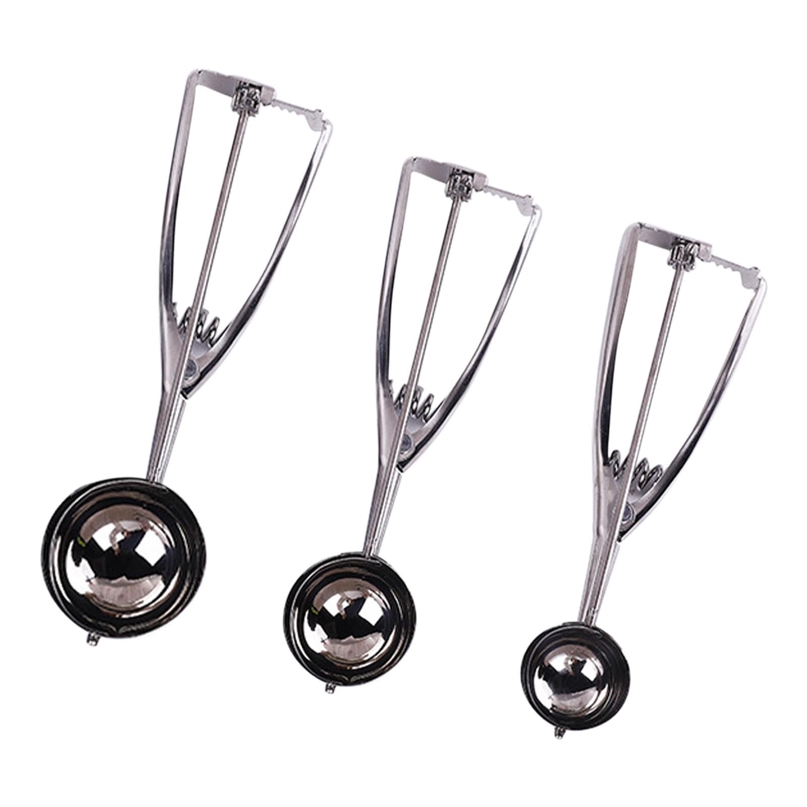 3Pcs Ice Cream Scoop with Easy Trigger, Stainless Steel Cookie Scoop, Meatball Scoops, Melon Baller Scoops for Baking in Kitchens, Ice Cream Shop