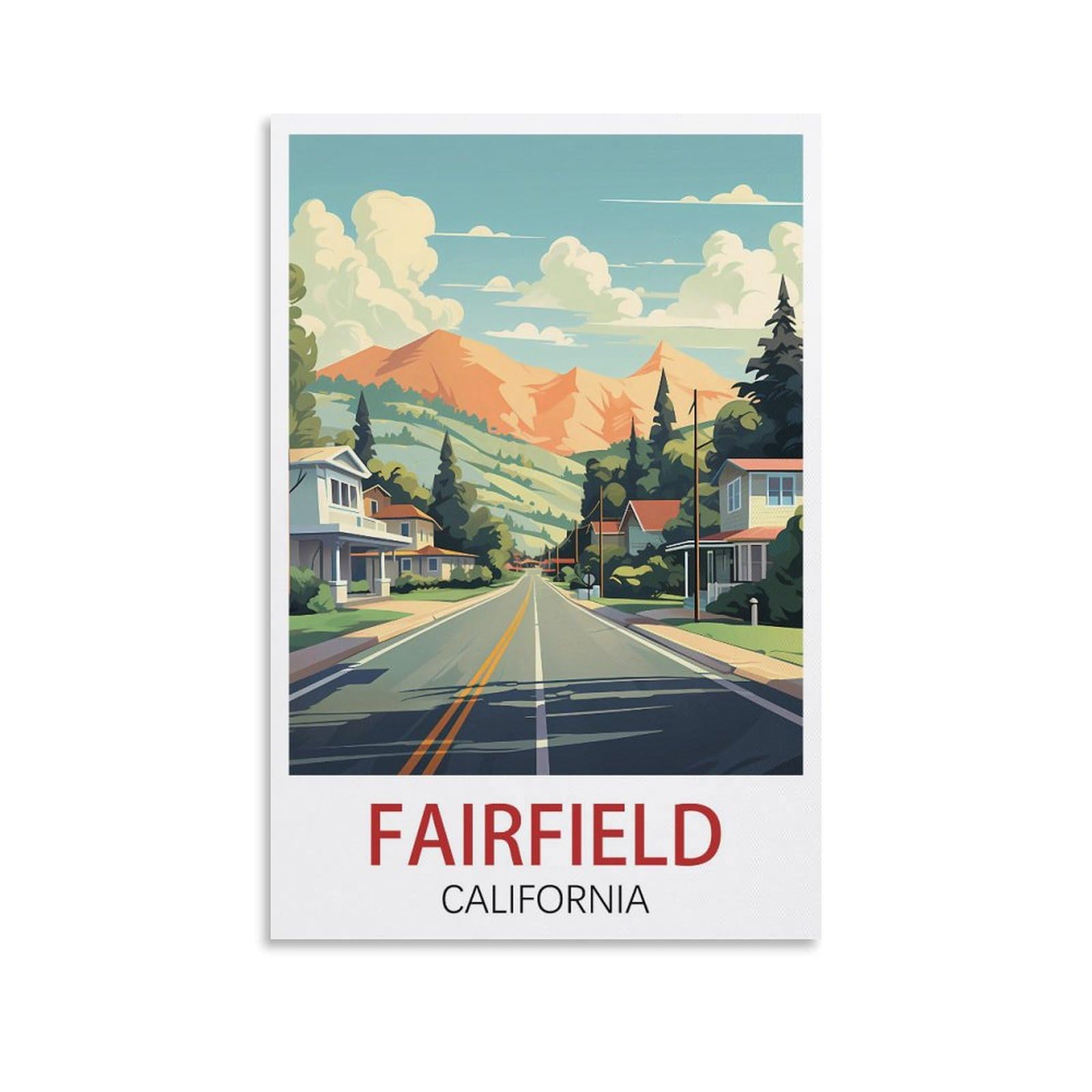 EZMLFA DIY Diamond Painting,Fairfield California 5D Landscape Diamond Painting Kits for Adult, Gem Art Crystal Art Kits for Adults, for Home Wall 40x40cm