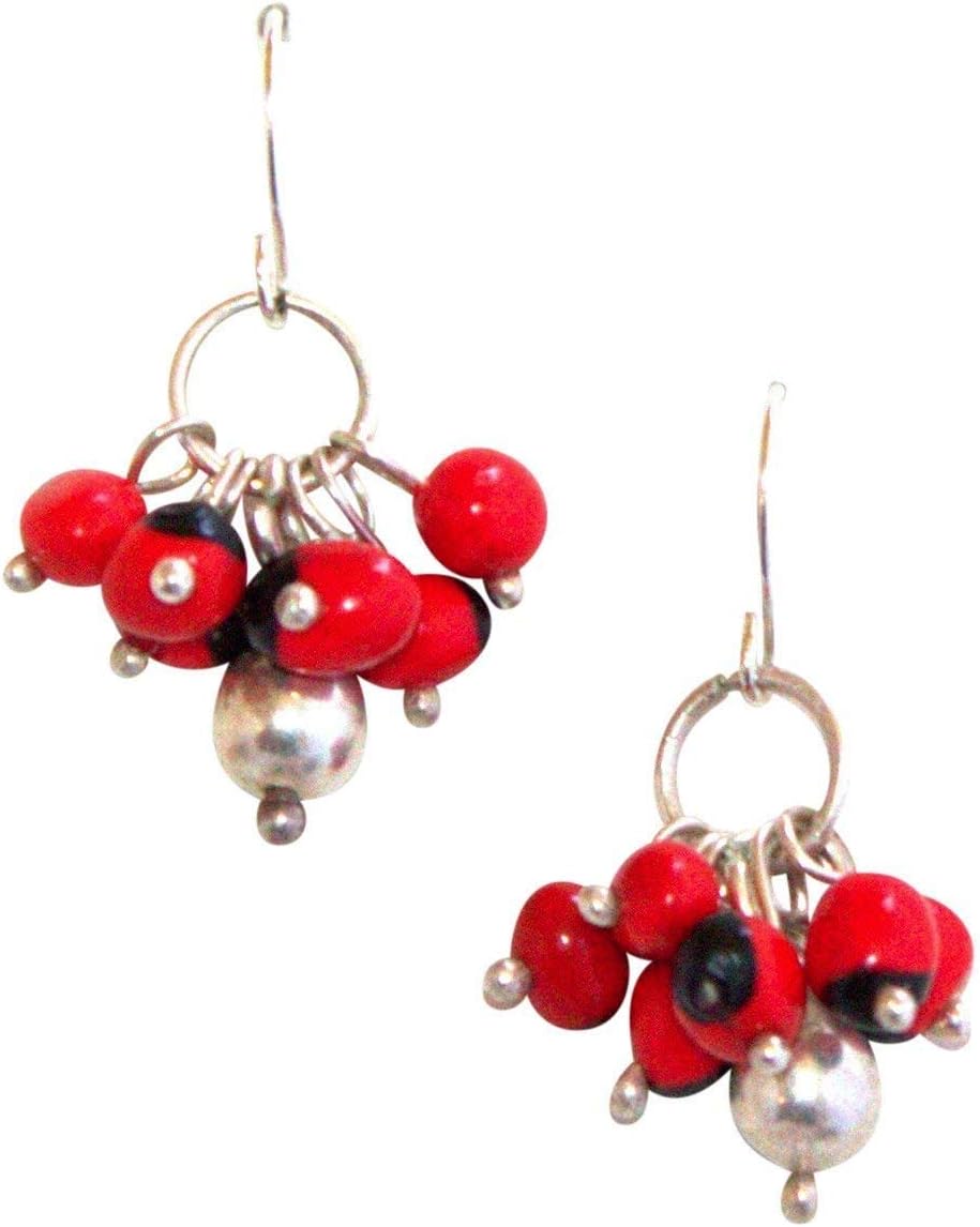 Dangles Red/Black Handmade Earrings for Women (1.1" Lenght) with Peruvian Huayruro Red Black Seed - Symbol of Prosperity, Love & Happiness - Gifts for everyone