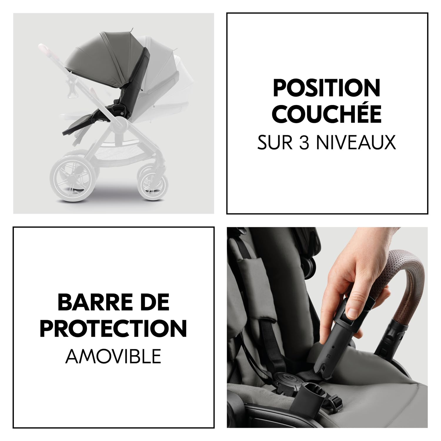 hauck Poussette 2 en 1 avec Pneus à Air Comfort N Care Air Set Dark Grey | De la naissance à 22 kg (4 ans), nacelle à boutons mémoire, siège réversible avec couvre-jambes, UPF 50+, adaptateurs cosy