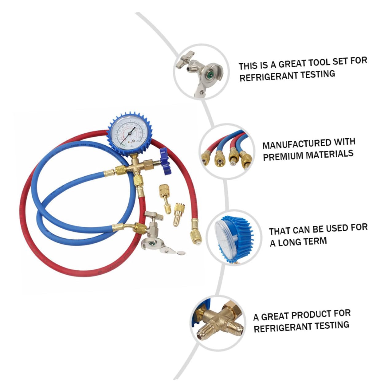 Car Ac Refrigerant Pressure Gauge Manifold Gauge Set with Silicone Hoses Automotive Air Conditioner Repair Tool for HVAC System Diagnostics and Recharge Random Color