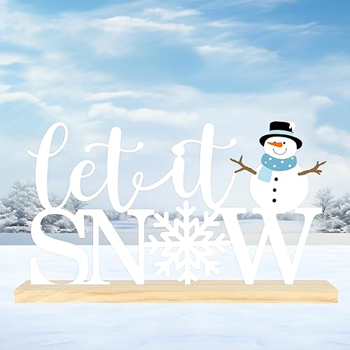 Winter Let It Snow Metal Sign, Winter Christmas Tabletop Decoration