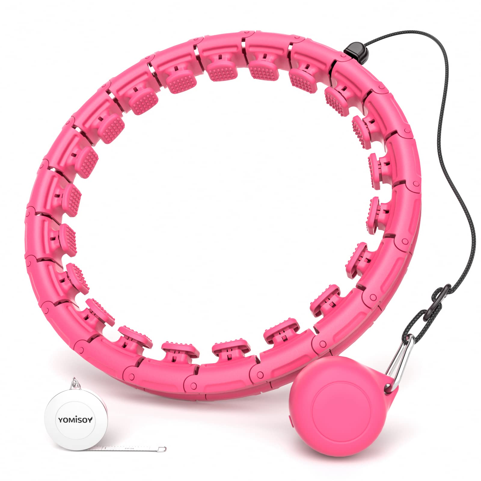 Photo 1 of YOMISOY Infinity Hoop Plus Size Set, 28 Detachable Knots Smart Updated Weighted Hoop Kit for Woman Weight Loss, Include Tape Measure, Carrying Bag and Extra Links pink
