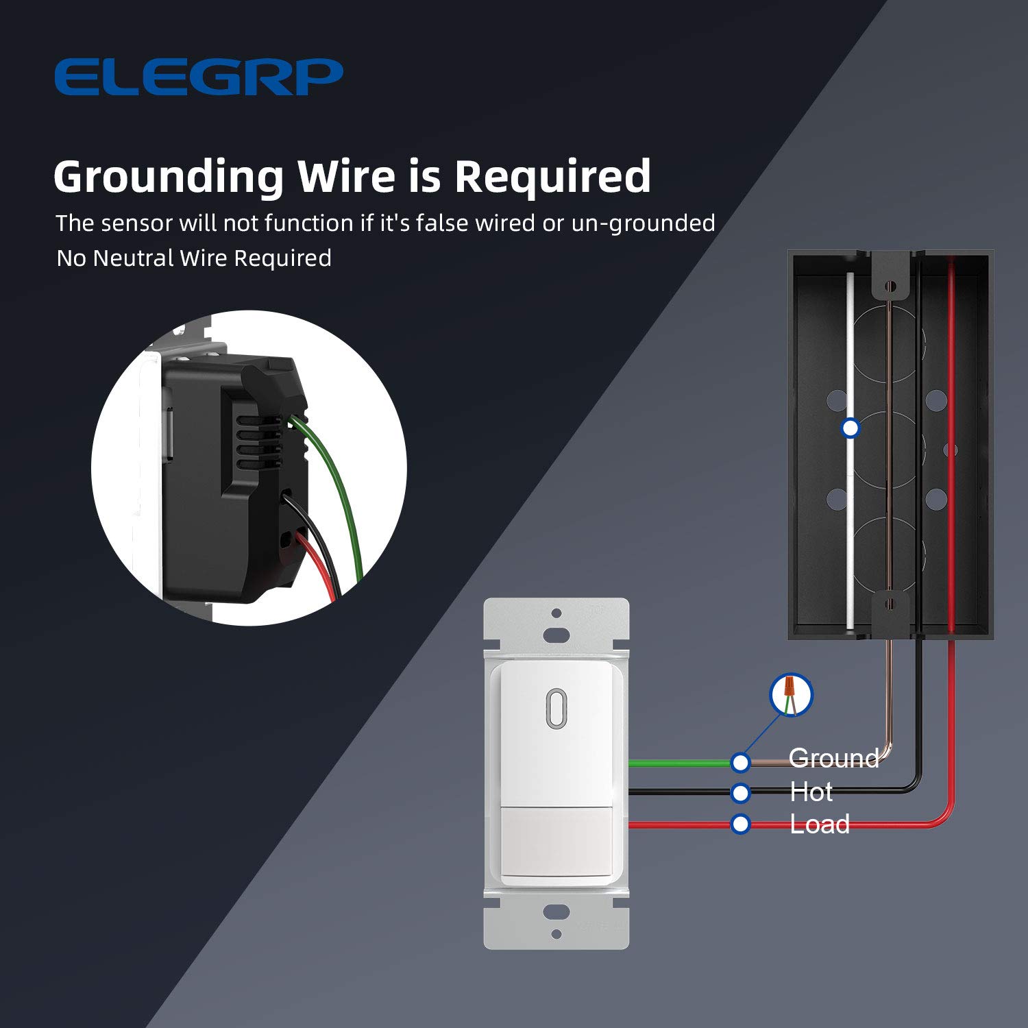 ELEGRP Occupancy Motion Sensor Light Switch, PIR Infrared Motion