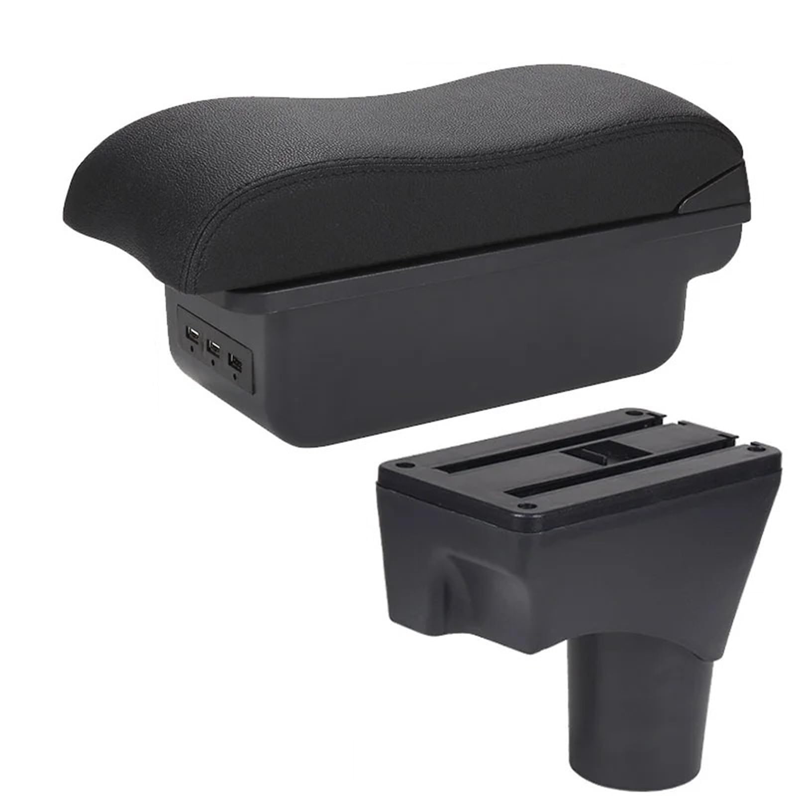 CGBWMB Arm Rest for Car For Nissan For March For Micra K13 For Sunny 2010-2022 Armrest Storage Box Retrofit Parts Armrest Box(B Black line 3USB)