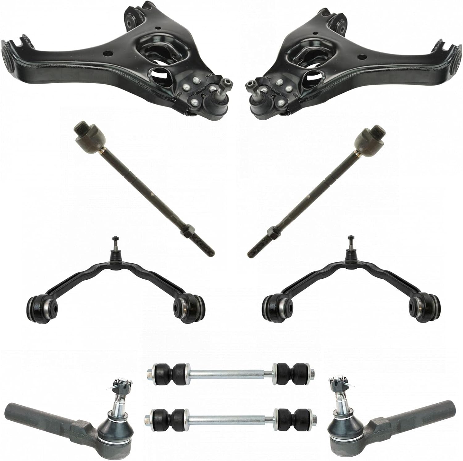 TRQ Front Steering & Suspension Kit Control Arm with Ball Joint Sway Bar Stabilizer Link Tie Rod Compatible with Chevrolet GMC