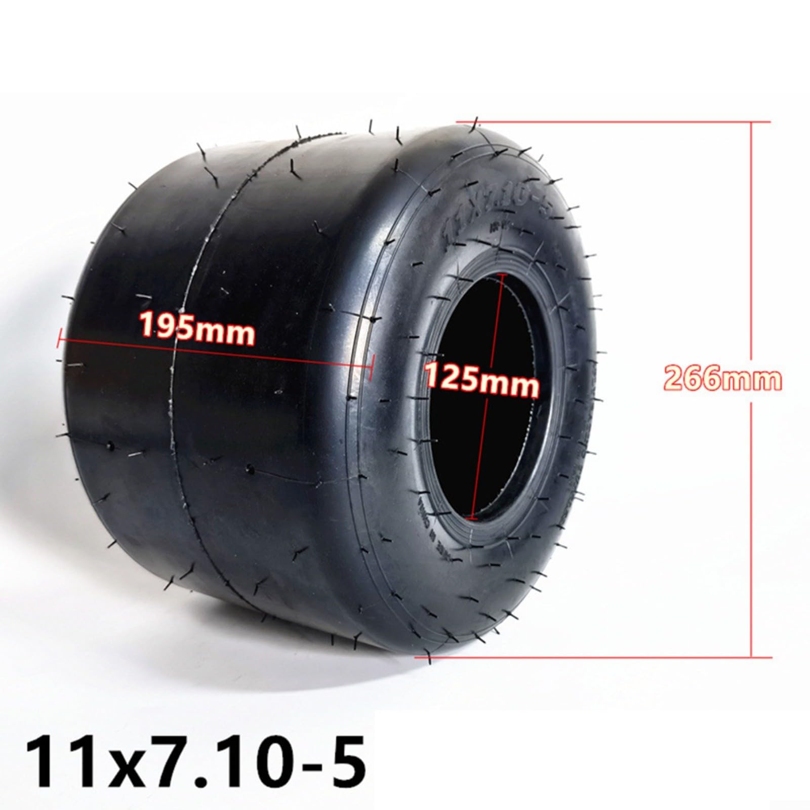 Pneumatici Go-Kart 10x4.50-5 e 11x7.10-5, pneumatici per karting senza camera d'aria anteriore e posteriore, gomma robusta per un uso a lungo termine, nero (11x7.10-5)