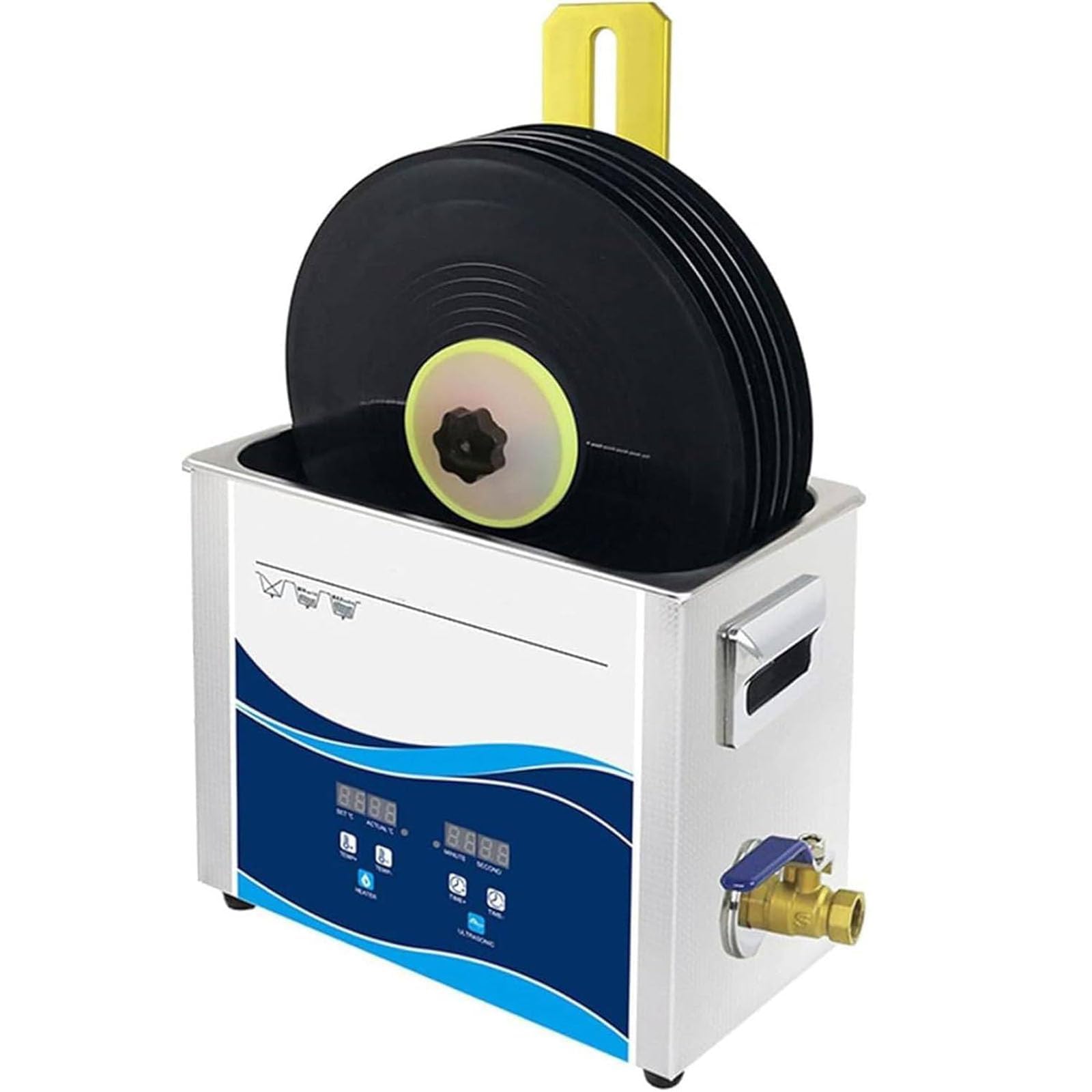 Máquina limpiadora de discos de vinilo, capacidad de 6,5 L, limpia 8 discos a la vez, función de desgasificación, temperatura y sincronización ajustables, rotación automática para vinilo de 7/12