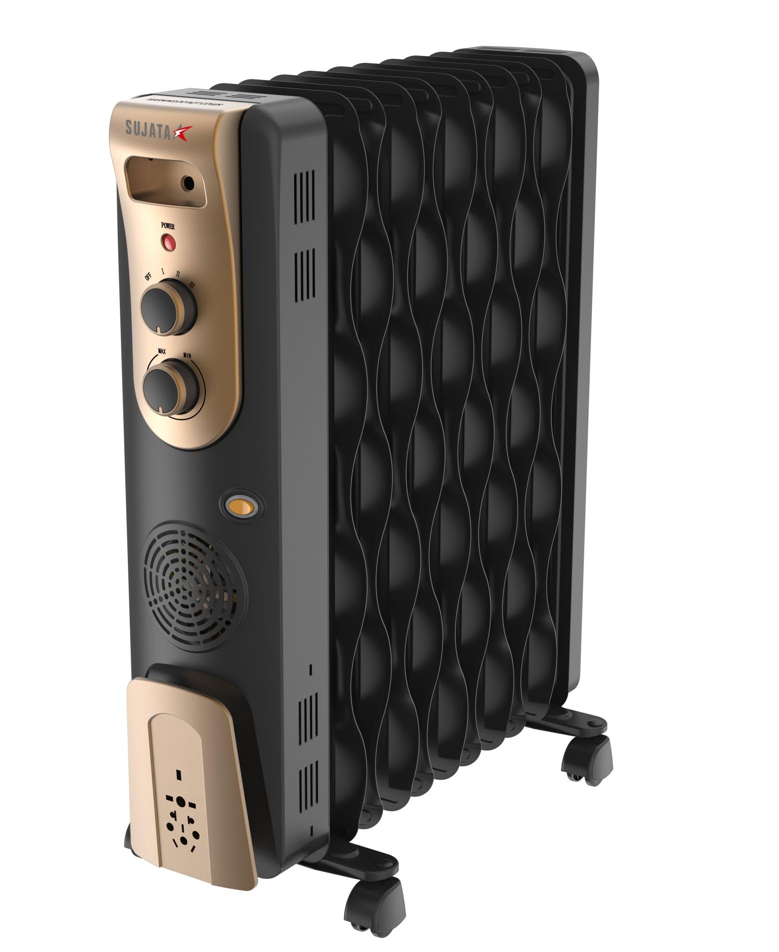 Sujata 13 Fin OFR Room Heater | 2 Years Warranty, 2900 W | Oil Filled Room Heater, Oil heater 3 Heat Setting & PTC Fan Heater, ISI Approved, Auto Thermal Cut Out Protection (Black Gold - SRH99 13 Fin)-image-26