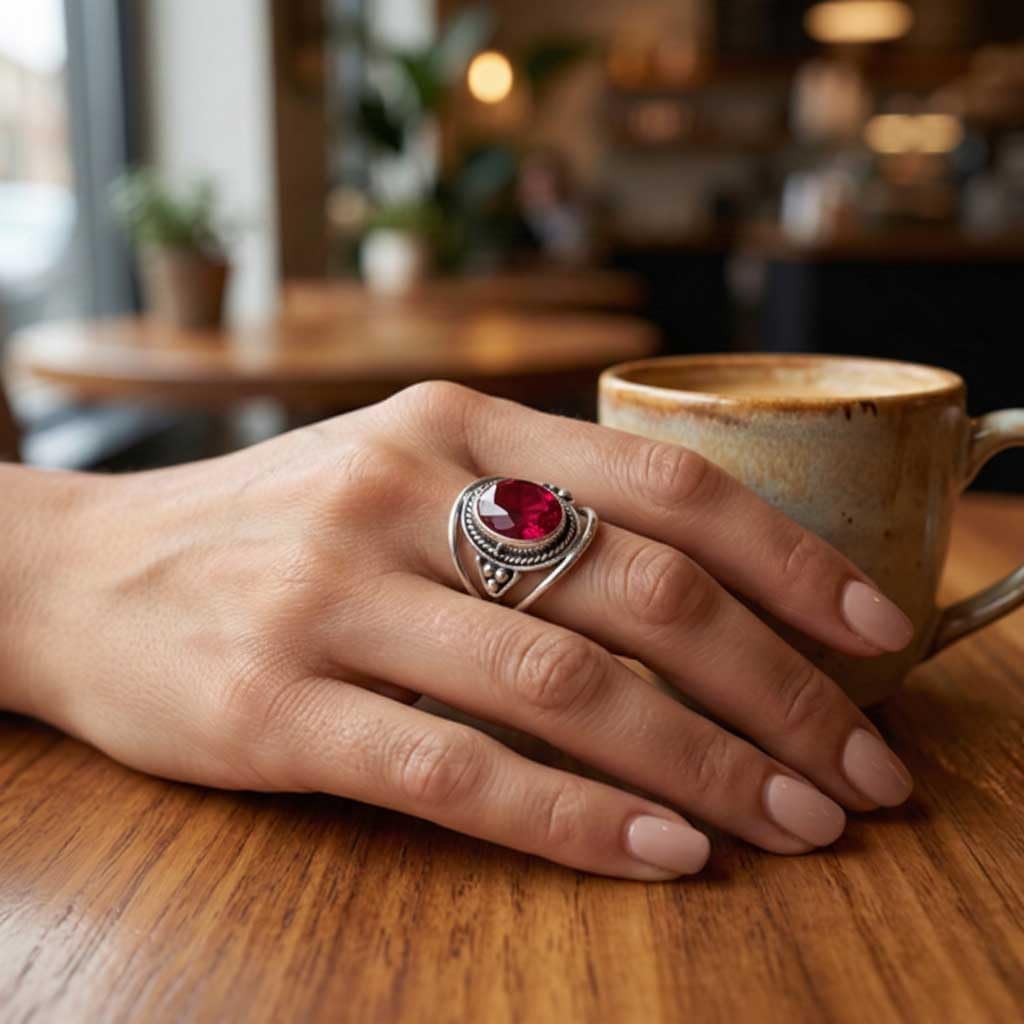 Handmade 925 Sterling Silver Overlay Ring Natural Gemstone Moonstone, Crystal, Carnelian, Rose Quartz Oval Boho Jewelry For Women