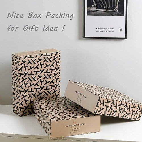 Miniatura 8 de HORIMOTE HOME - Juego de edredón con patrón clásico de puntos geométricos cosidos, microfibra lavada a la piedra, aspecto chic rústico, acolchado,