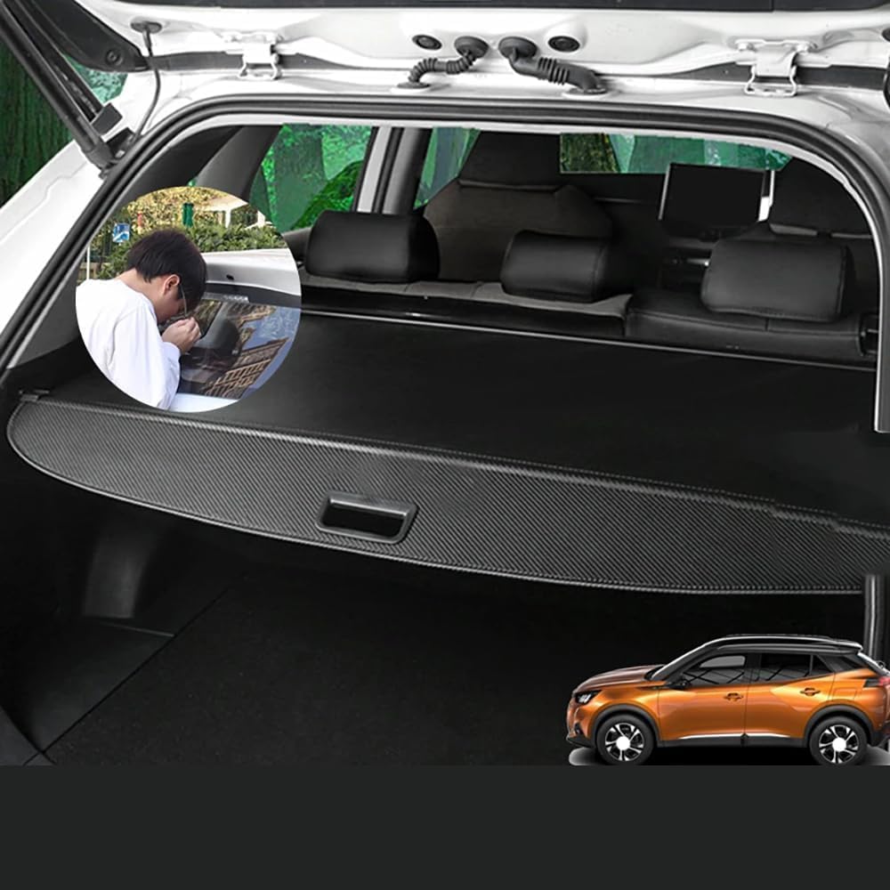 Weiyh Car Retractable Rear Trunk Parcel Shelf For Peugeot 2008 2020-2023, Rear Boot Cargo Cover Curtain Shield, Boot Load Luggage Cover Blind