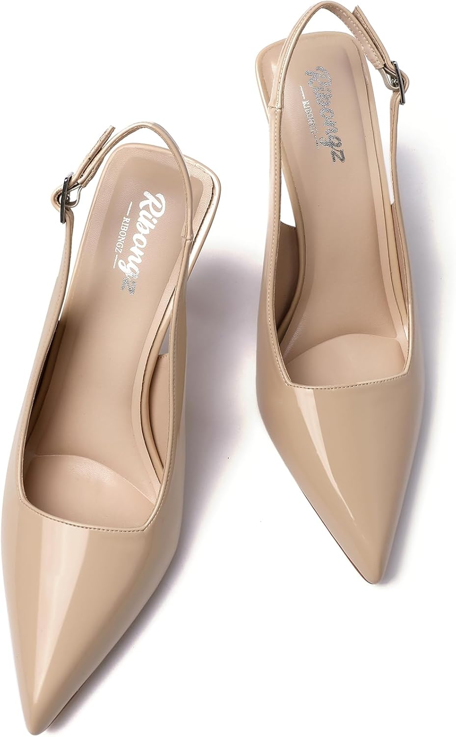 RIBONGZ Sexy Slingback Pumps Elegant Dressy Heels for Women Closed Toe Pointy High Heels Wedding Bride Prom Party Evening Shoes - Image 5
