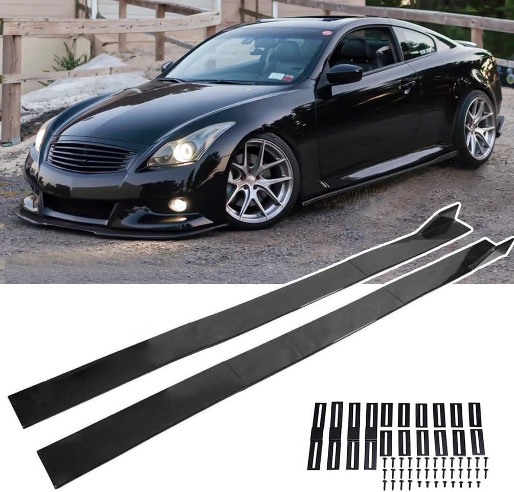 6Pcs Universal Car Side Skirts 78.7" Car Rocker Panels Body Kit Side Skirt Compatible with BMW Infiniti G37 Chevy Camaro Honda Civic Accord Camry Ford Mazda (Gloss Black, 78.7 Inch)