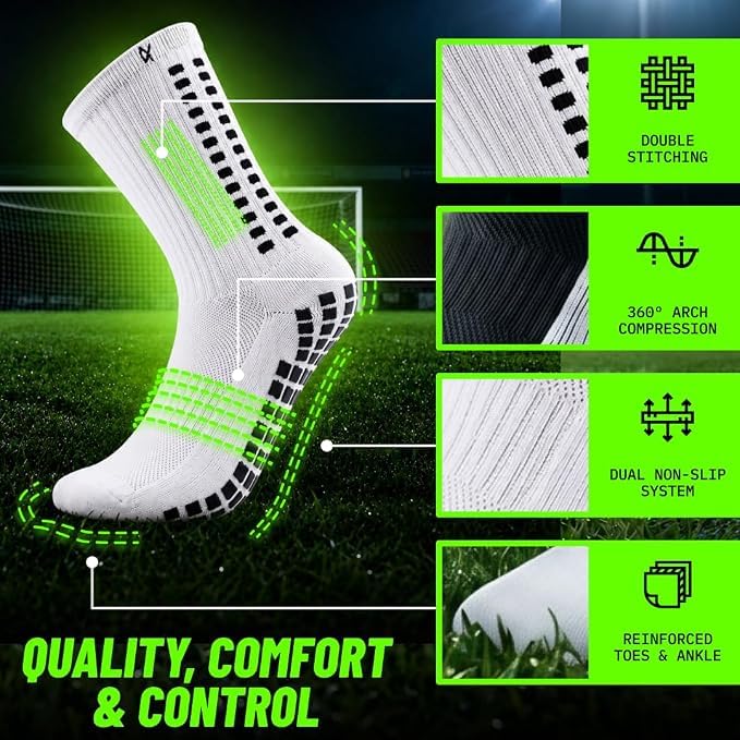 Image of Lux Dual Grip Soccer Socks for Men & Women - DualGrip Engineered for Performance & Comfort - Anti-Slip Grip Socks for Soccer