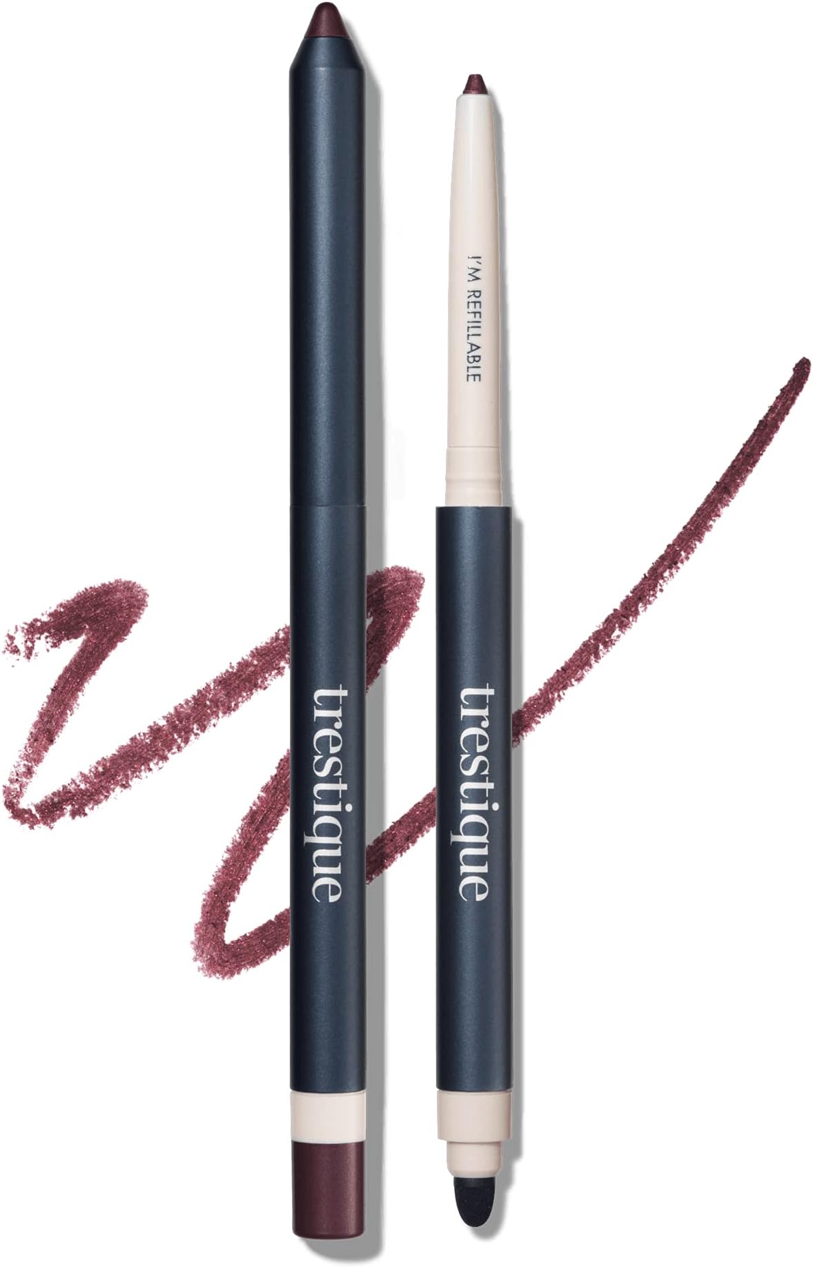 TRE'STIQUE trestique Eyeliner, Refillable Long Lasting Eyeliner Pencil With Built-In Smudger And Sharpener, Clean Beauty Eye Pencil, Sustainable