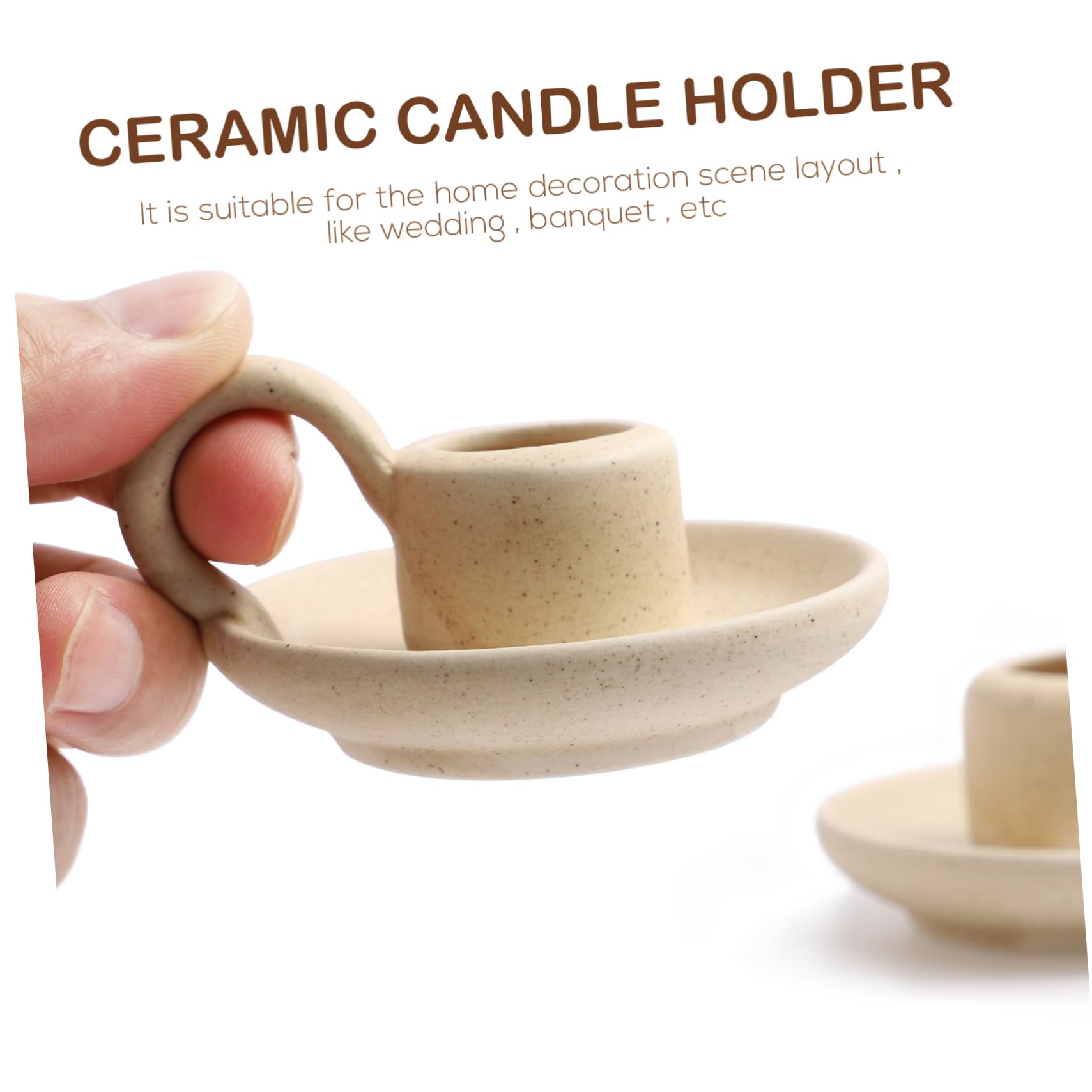 Angoily Kerzenständer Aus Keramik – 2er Set, Beige, Mit Griff, Nordisches Design Für Tischdeko