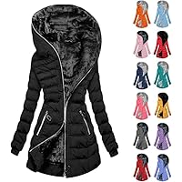 zubuaii Wintermantel Damen Warm Gefüttert Steppjacke Lange Elegant Damenmantel Langarm Winter Parka Jacke mit Kapuze Winterparka Mantel Winterjacke Bequemes Sportjacke Winddicht Outdoorjacke