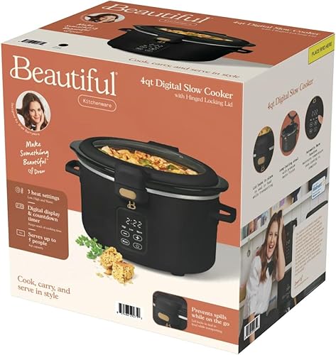 Miniatura 8 de 4QT Programmable Slow Cooker with Hinged Lid, Touch Display, Multiple Heat Settings, Ideal for Family Meals