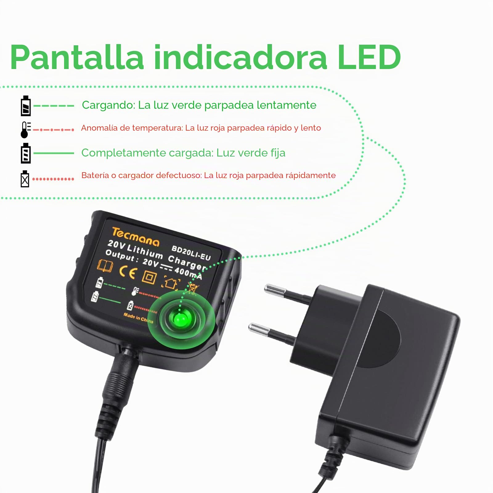 Cargador 18V para Black+Decker Lithium Batería 18V BL2018 BL2018-XJ BL1518 LBXR20-OPE LBXR20 LB20 LBX20 LBX4020 LB2X4020 LBXR2020-OPE