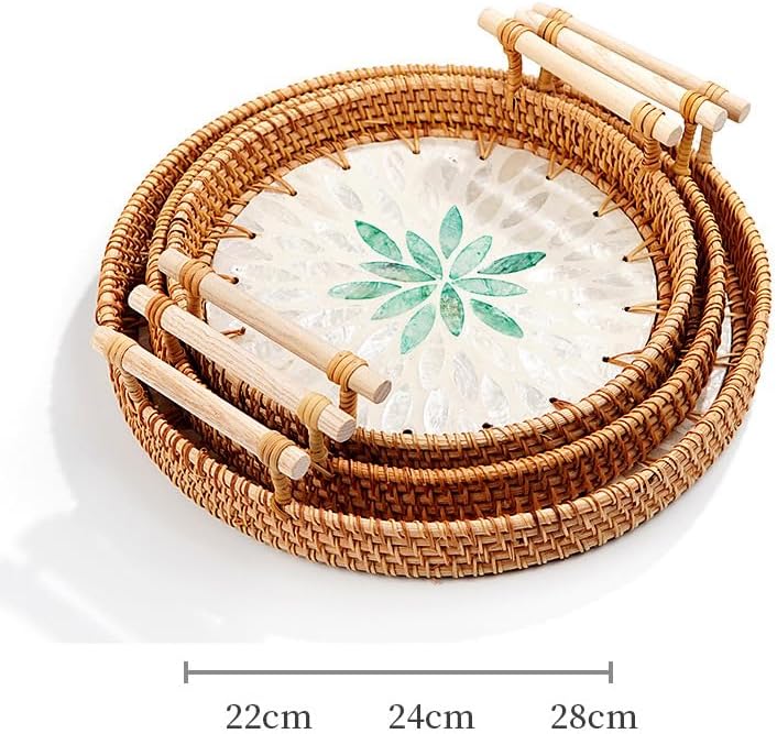 3 handmade willow branch bread baskets, round willow branch fruit serving tray, decorative natural woven kitchen countertop organizer, nut serving tray. (C)