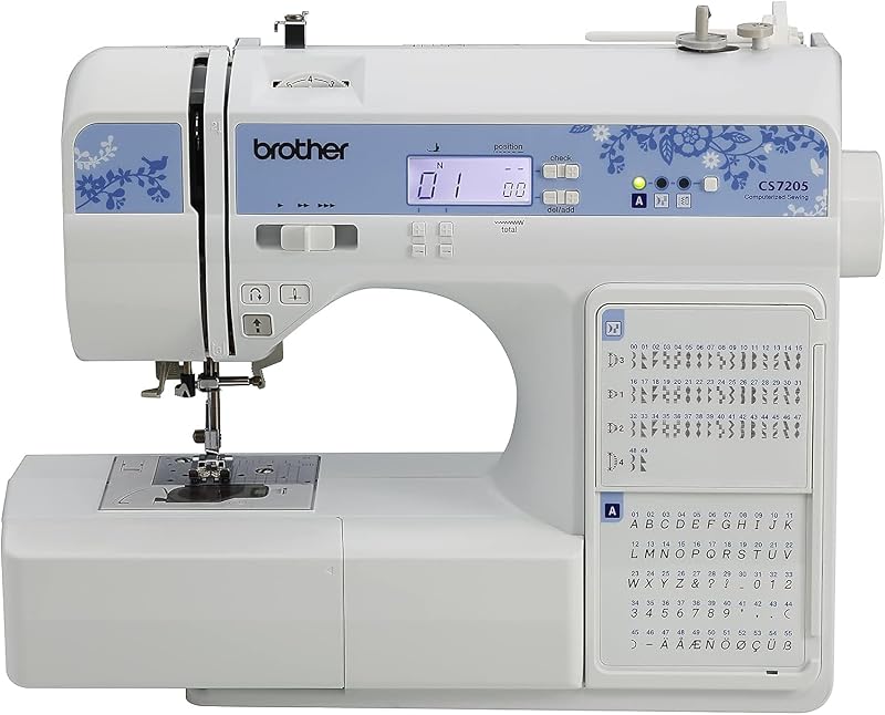 Brother CS7205 Computerized Machine, 150 Built Stitches, 1 Font, Wide Table, 11 Sewing Feet, White | 150 Built Stitches, 1 Font, Wide Table, 11 Sewing Feet