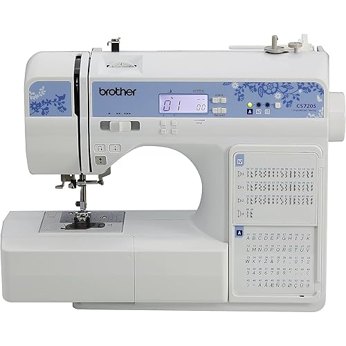 Brother CS7205 Computerized Machine, 150 Built Stitches, 1 Font, Wide Table, 11 Sewing Feet, White