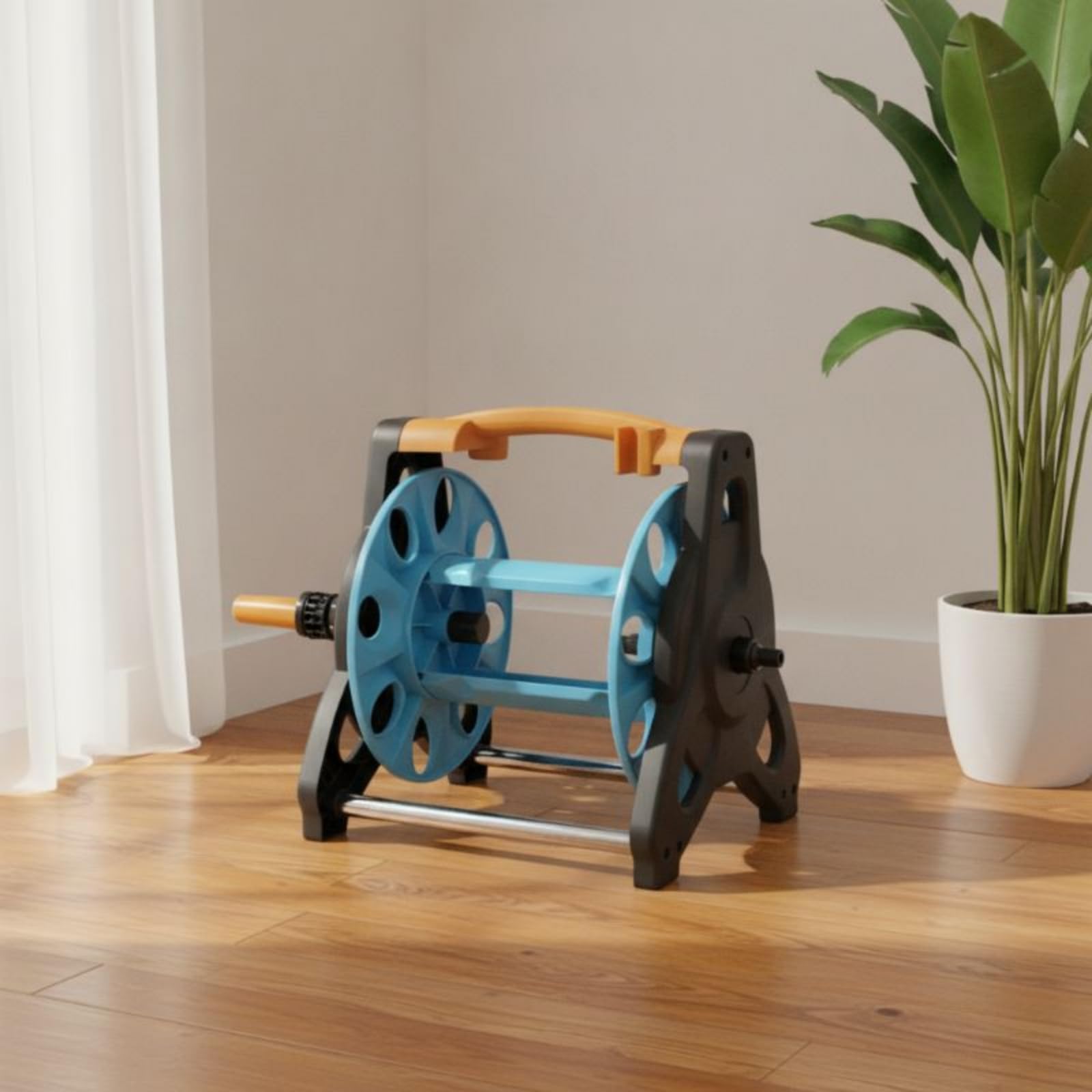 Avvolgitubo da Giardino Carrello Portatubo Supporto Tubo Bobina Tubazioni con Trasporto Facile Maniglia Ergonomica in E Acciaio Adatto per Giardino Terrazza