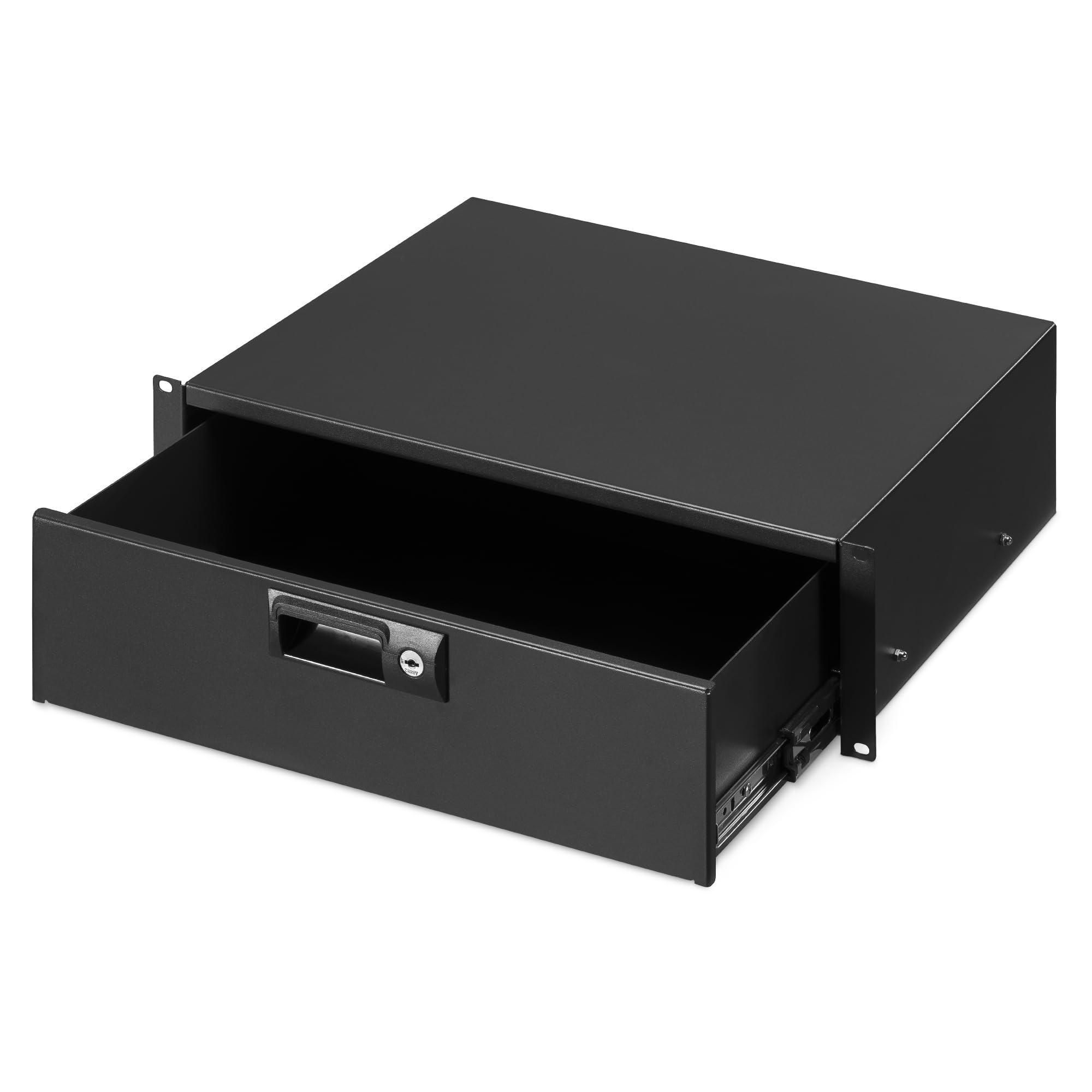 Cassetto Per Server Rack 19" 3U - Kwmobile | Ripiano Estraibile Con Chiave, Nero - 35x48.2x13.3 Cm - Foto 12