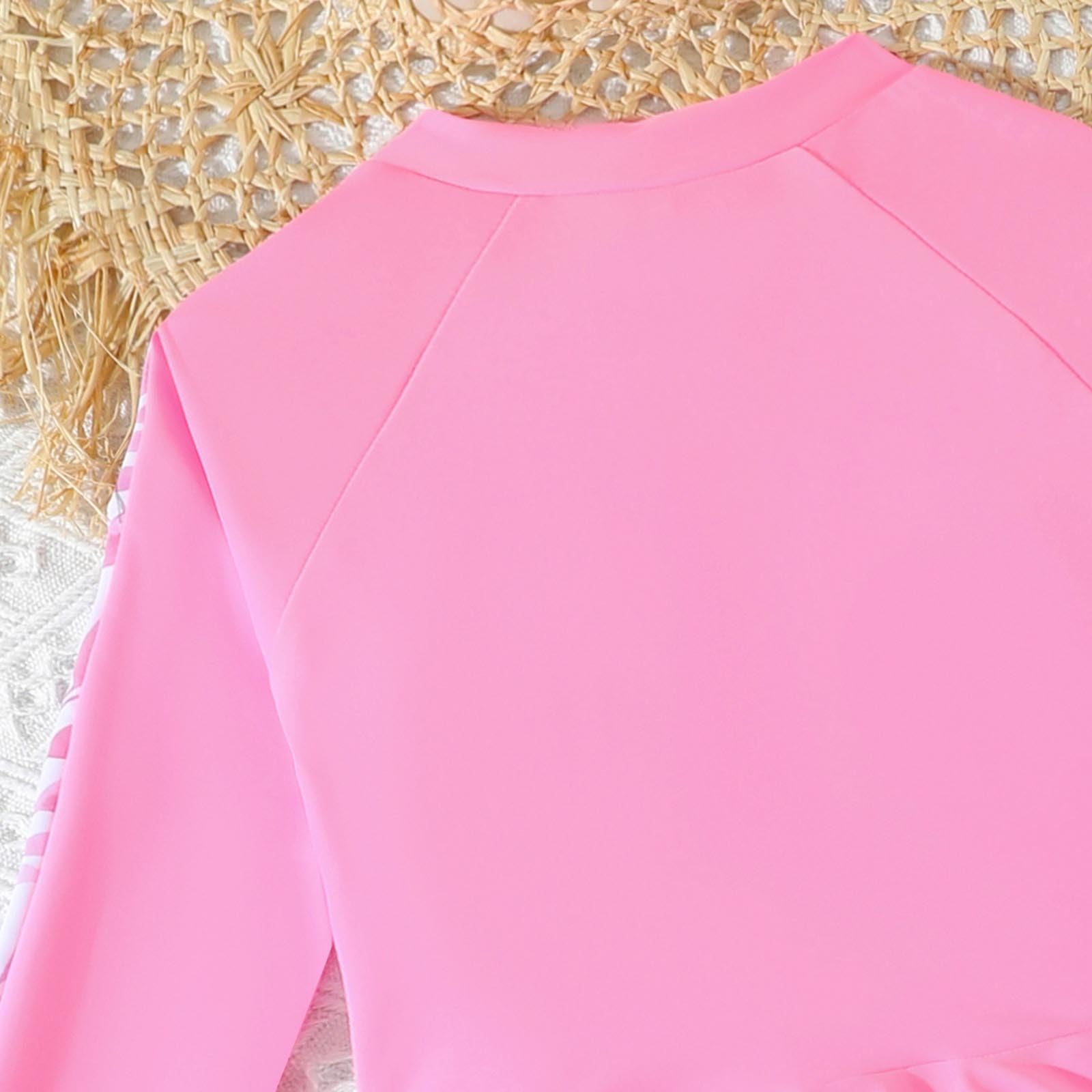 Maillot de bain 2 pièces pour fille avec protection solaire UPF 50+ - Avec motif floral et fermeture éclair à l'avant