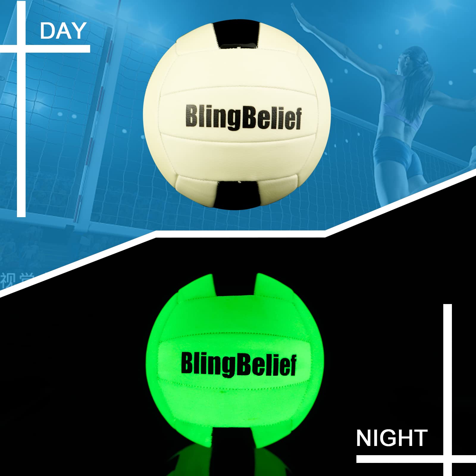 Super Bright Glow in The Dark Baseball,Soccer Ball,Volleyball,Football, Light Up Luminous Baseball, Official Size and Weight Football, Recreational Use Practice Volleyball